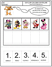 sıra kavramı eşleştirme çalışma sayfaları